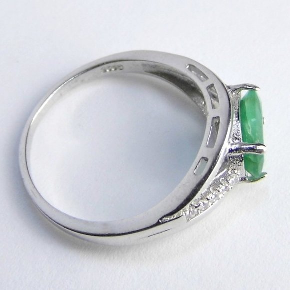 1.25 ctw Genuine EMERALD Oval Sterling SILVER Ring 8 - Picture 5 of 6